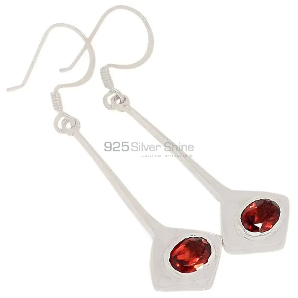 925 Sterling Silver Earrings In Semi Precious Garnet Gemstone 925SE379