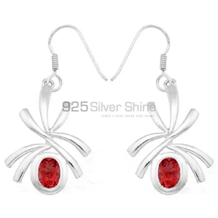 925 Sterling Silver Earrings In Semi Precious Garnet Gemstone 925SE932