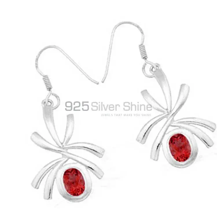 925 Sterling Silver Earrings In Semi Precious Garnet Gemstone 925SE932_0