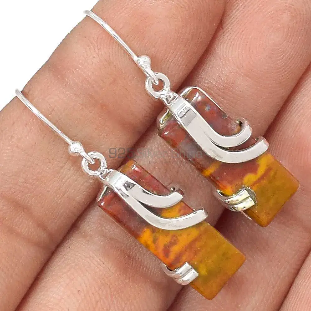 925 Sterling Silver Earrings In Semi Precious honey aragonite Gemstone 925SE2094_0