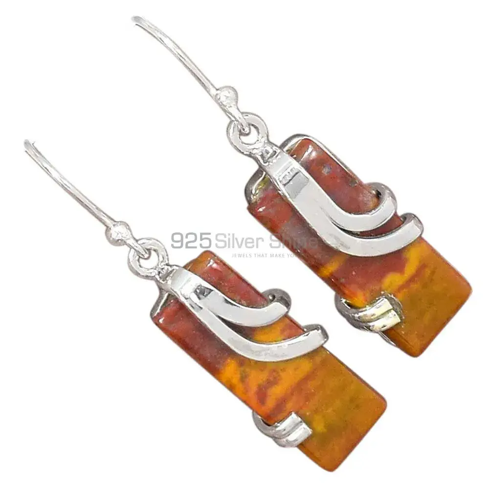 925 Sterling Silver Earrings In Semi Precious honey aragonite Gemstone 925SE2094_1