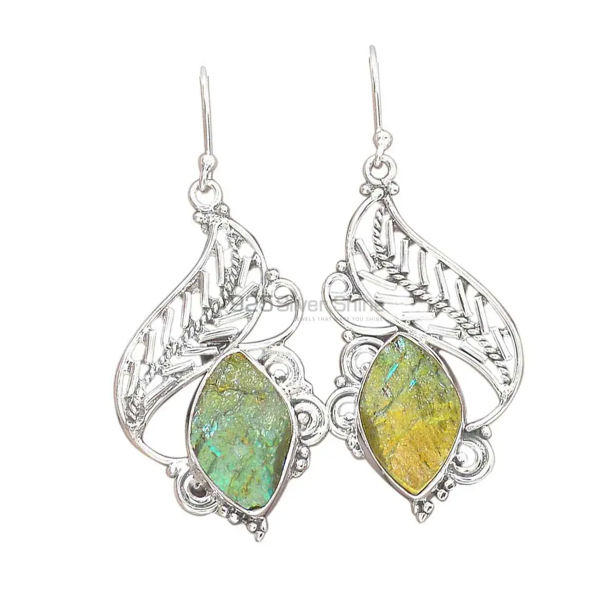 925 Sterling Silver Earrings In Semi Precious Labradorite Gemstone 925SE2965