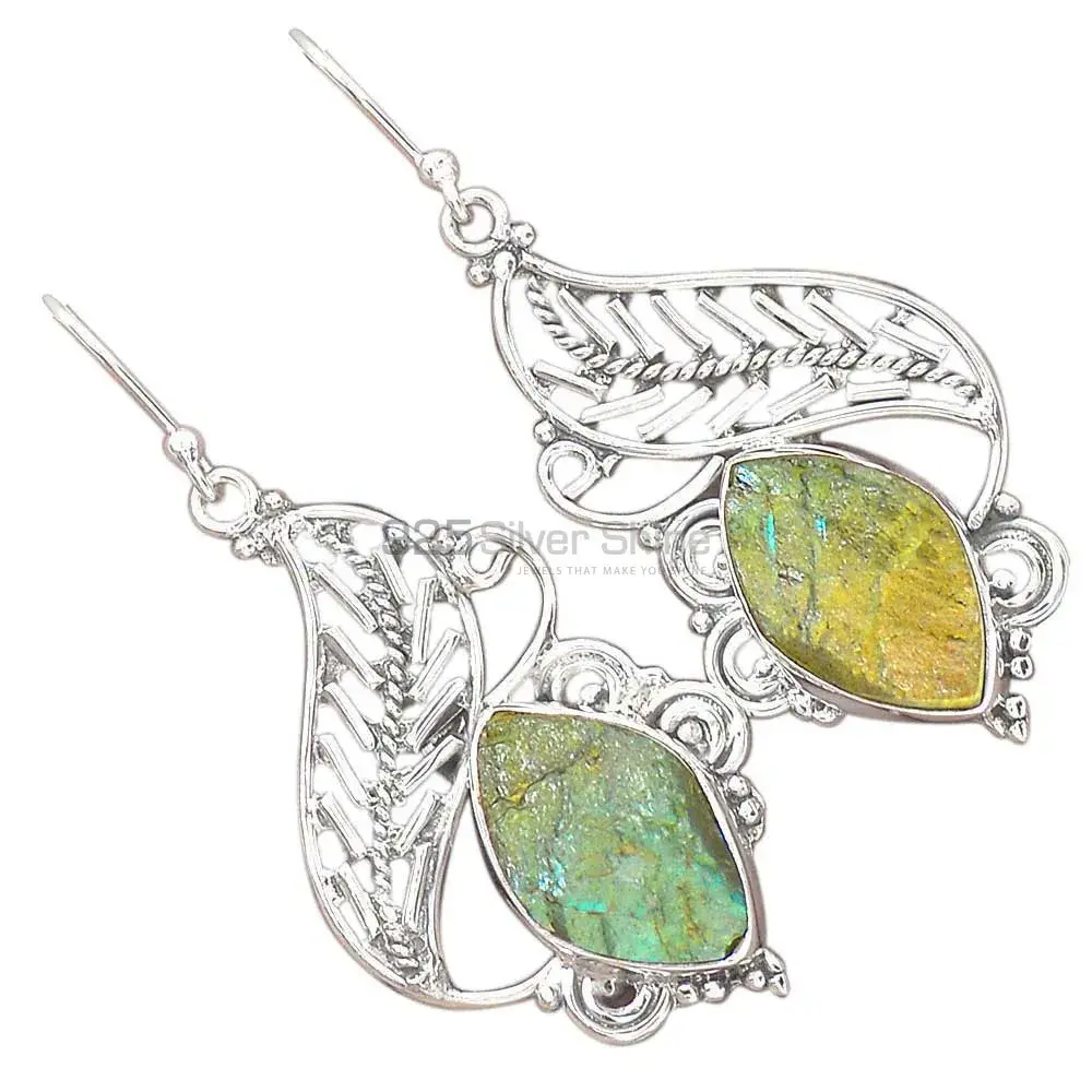 925 Sterling Silver Earrings In Semi Precious Labradorite Gemstone 925SE2965_1