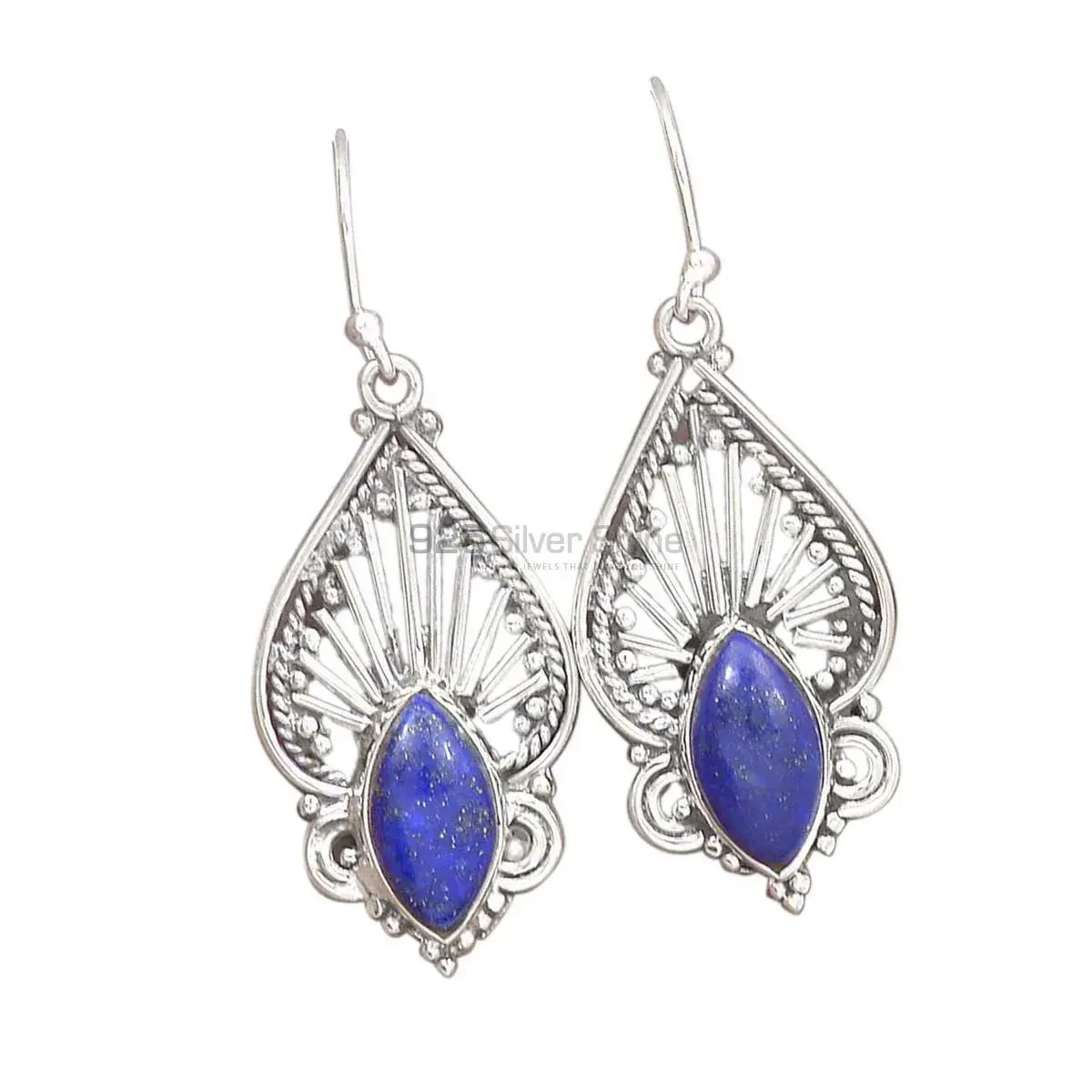 925 Sterling Silver Earrings In Semi Precious Lapis Gemstone 925SE2644