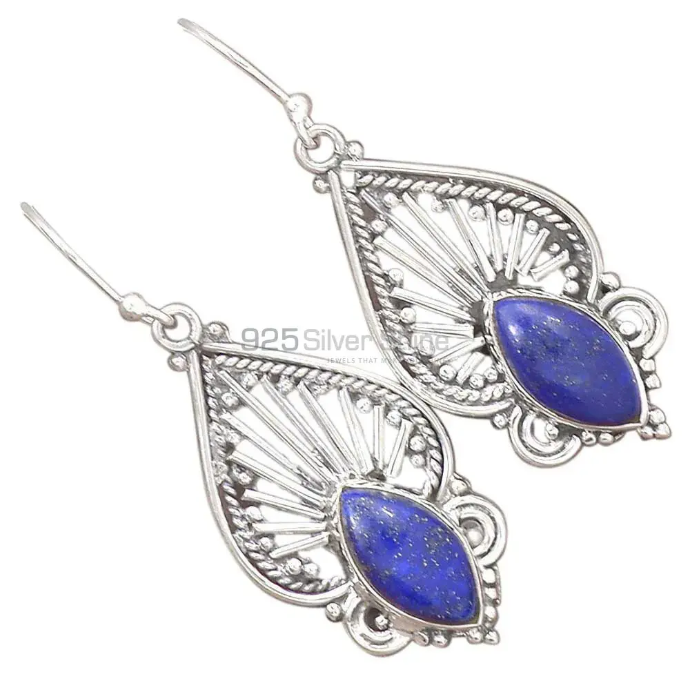 925 Sterling Silver Earrings In Semi Precious Lapis Gemstone 925SE2644_1