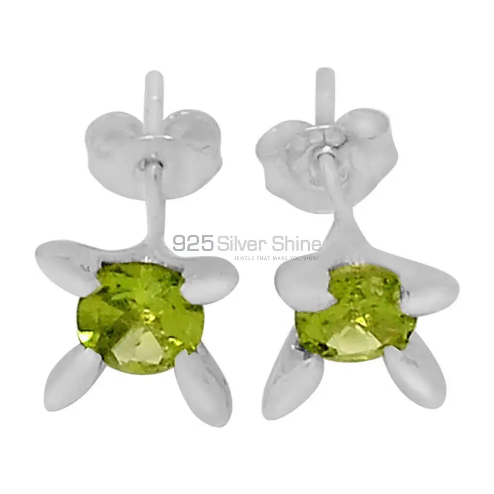 925 Sterling Silver Earrings In Semi Precious Peridot Gemstone 925SE537_0