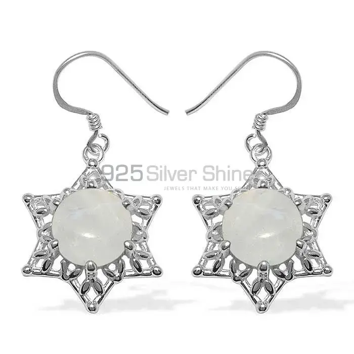 925 Sterling Silver Earrings In Semi Precious Rainbow Moonstone 925SE1090