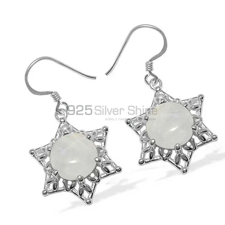 925 Sterling Silver Earrings In Semi Precious Rainbow Moonstone 925SE1090_1