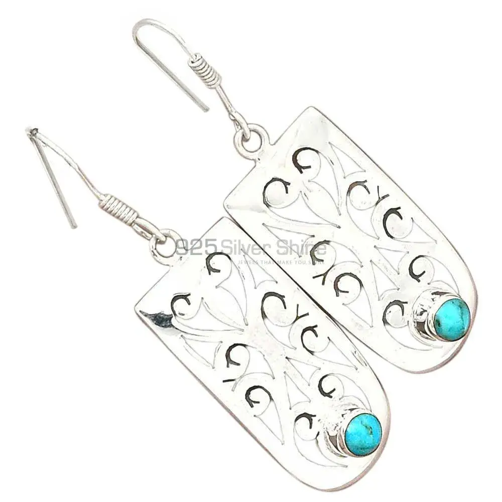 925 Sterling Silver Earrings In Semi Precious Turquoise Gemstone 925SE2807_0