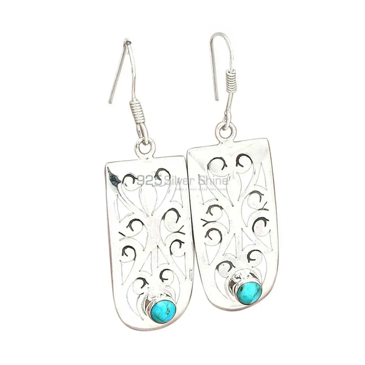 925 Sterling Silver Earrings In Semi Precious Turquoise Gemstone 925SE2807_0