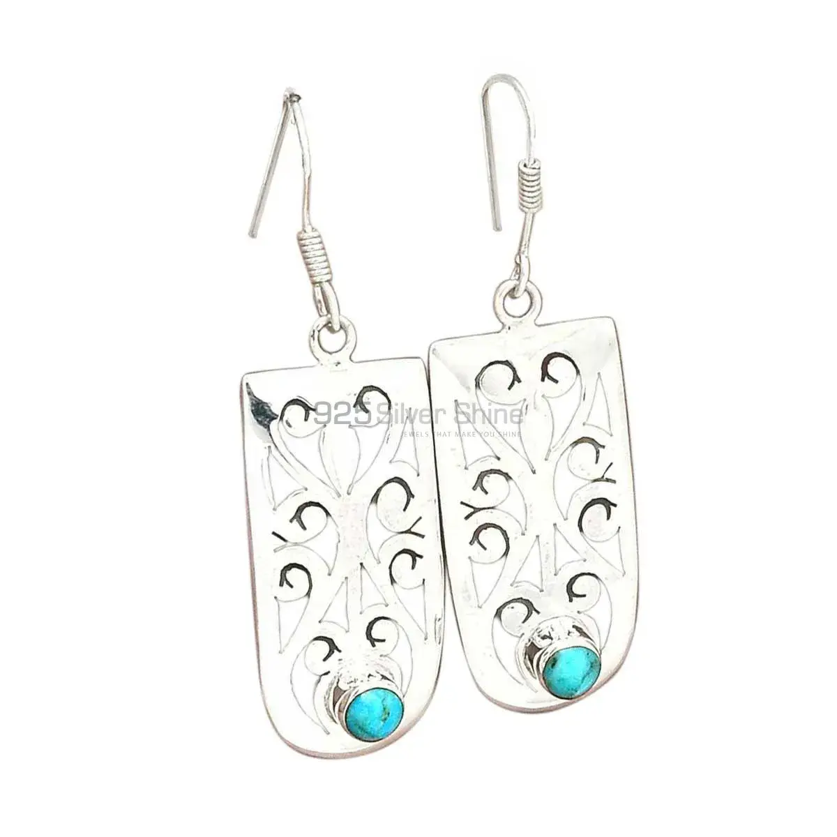 925 Sterling Silver Earrings In Semi Precious Turquoise Gemstone 925SE2807_1