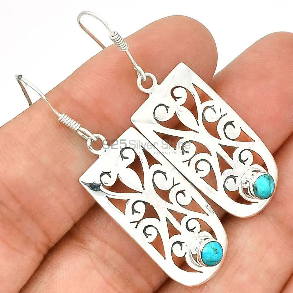 925 Sterling Silver Earrings In Semi Precious Turquoise Gemstone 925SE2807_2