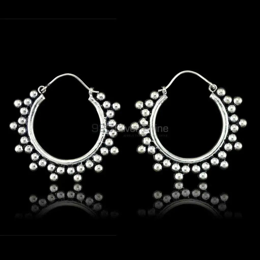 925 Sterling Silver Earrings In Small Sun Rays Mandala 925ME115_0