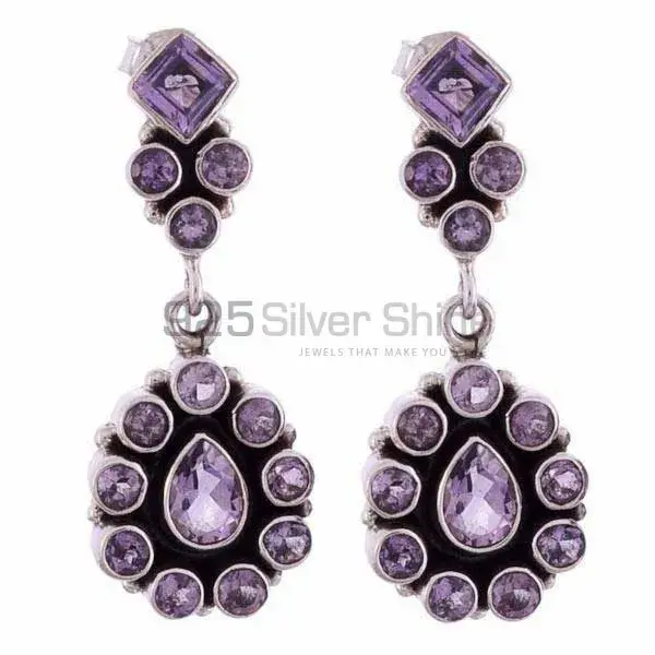 925 Sterling Silver Earrings In Genuine Amethyst Gemstone 925SE1191_0
