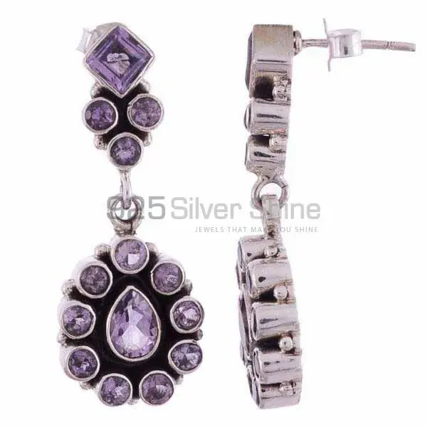 925 Sterling Silver Earrings In Genuine Amethyst Gemstone 925SE1191_1