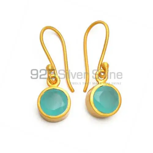 925 Sterling Silver Earrings In Genuine Chalcedony Gemstone 925SE1270_0