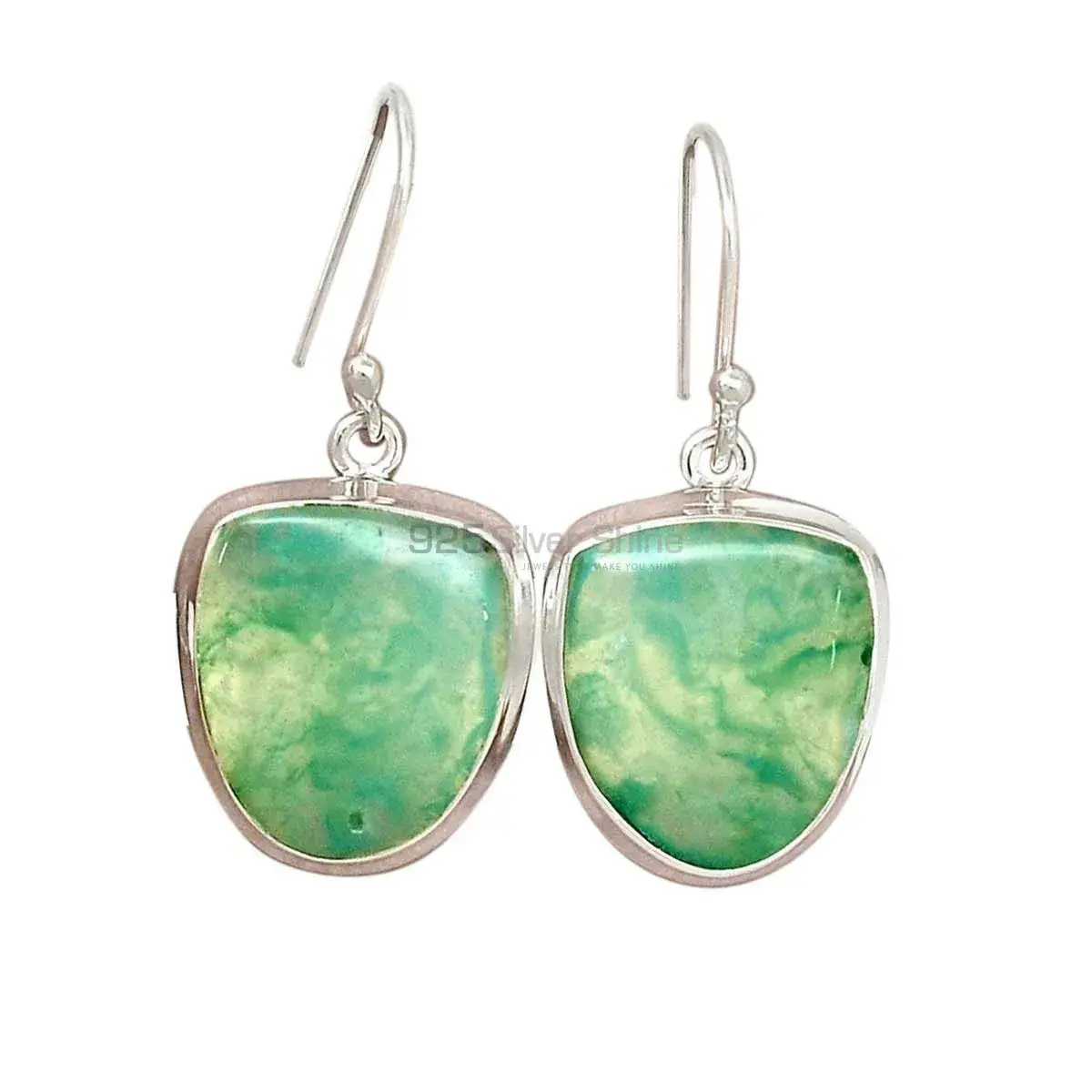 925 Sterling Silver Earrings In Genuine Chrysoprase Gemstone 925SE2283