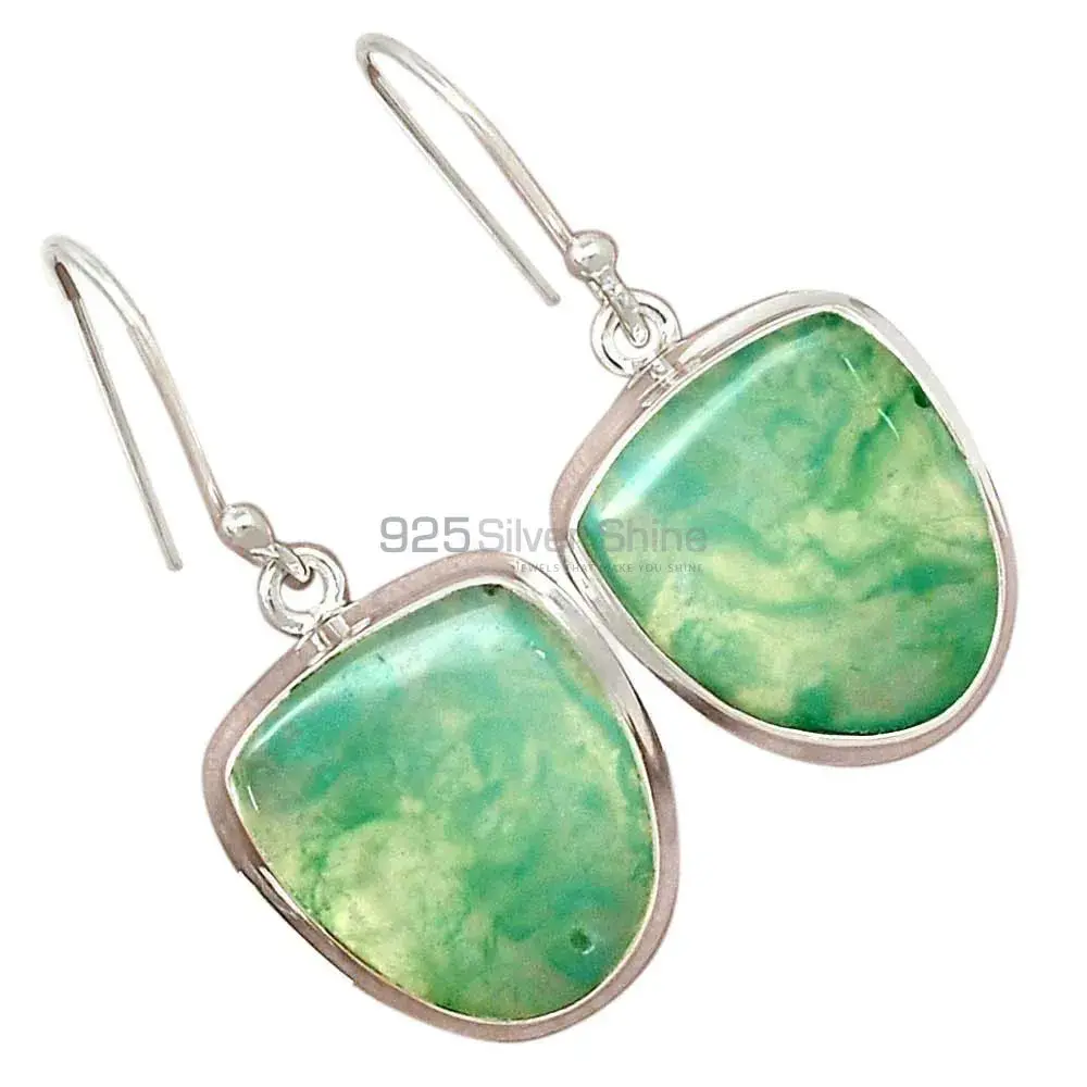925 Sterling Silver Earrings In Genuine Chrysoprase Gemstone 925SE2283_2
