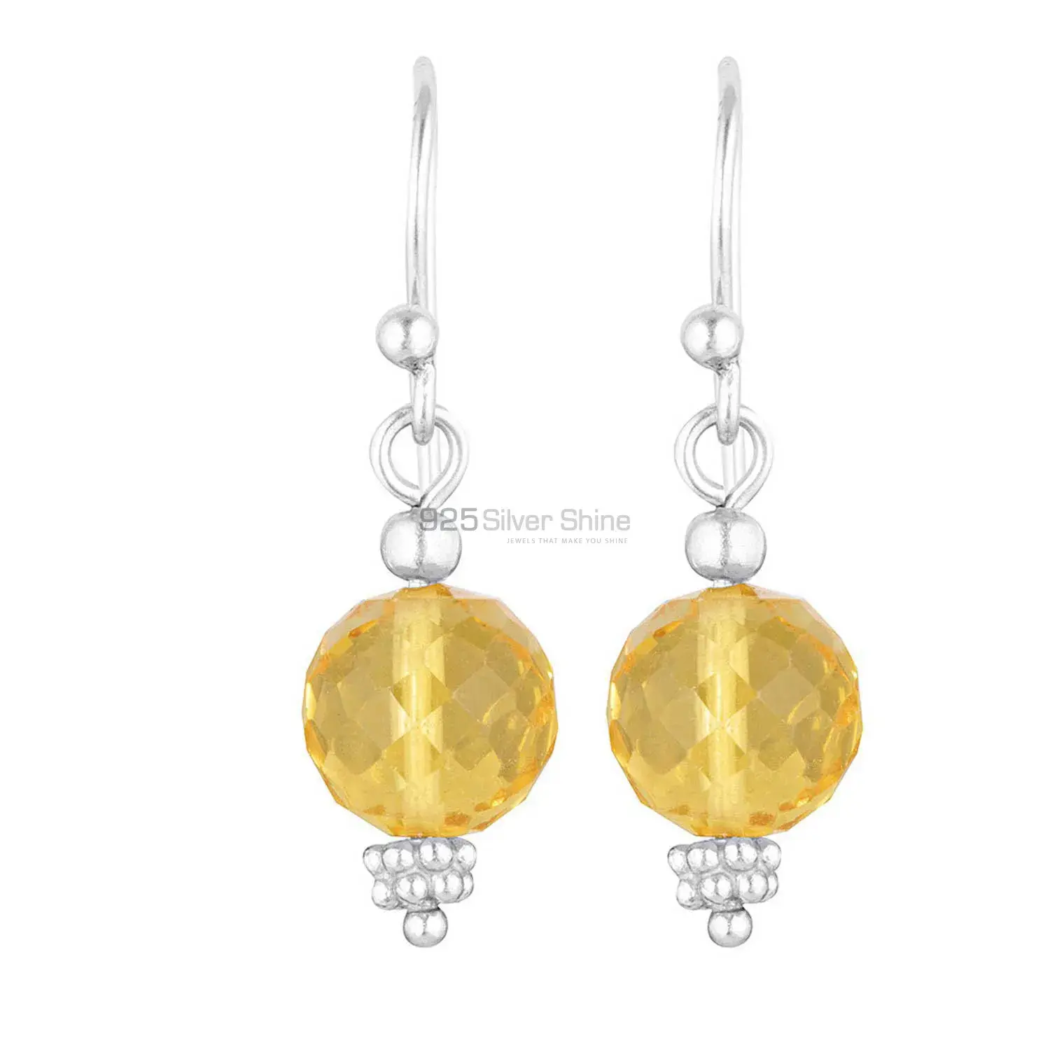 925 Sterling Silver Earrings In Genuine Citrine Gemstone 925SE1866_0