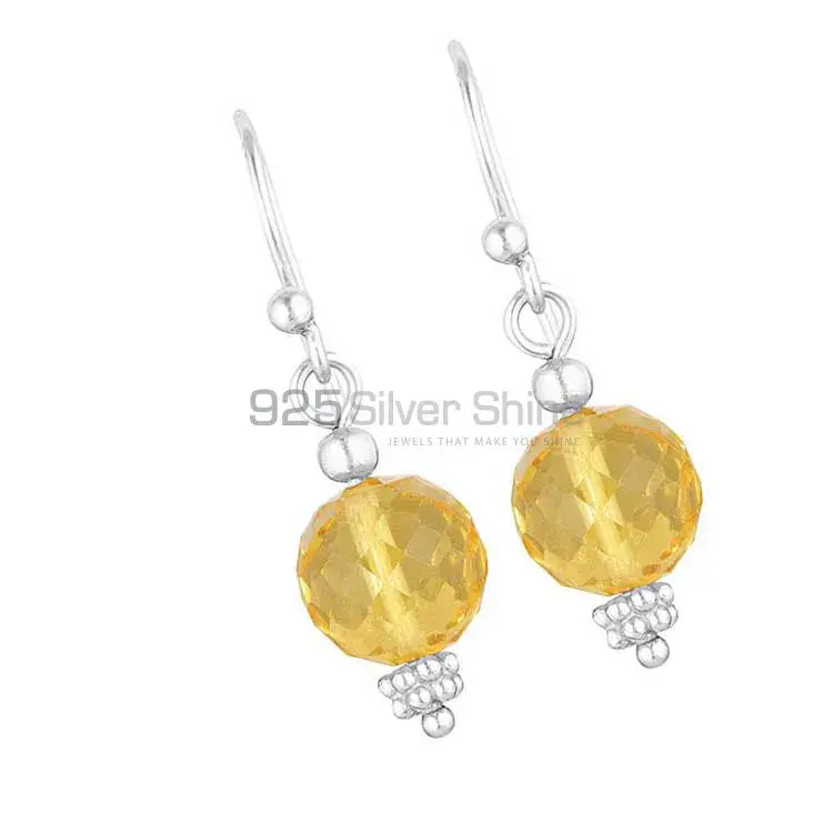 925 Sterling Silver Earrings In Genuine Citrine Gemstone 925SE1866_1