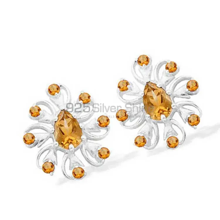 925 Sterling Silver Earrings In Genuine Citrine Gemstone 925SE963_1