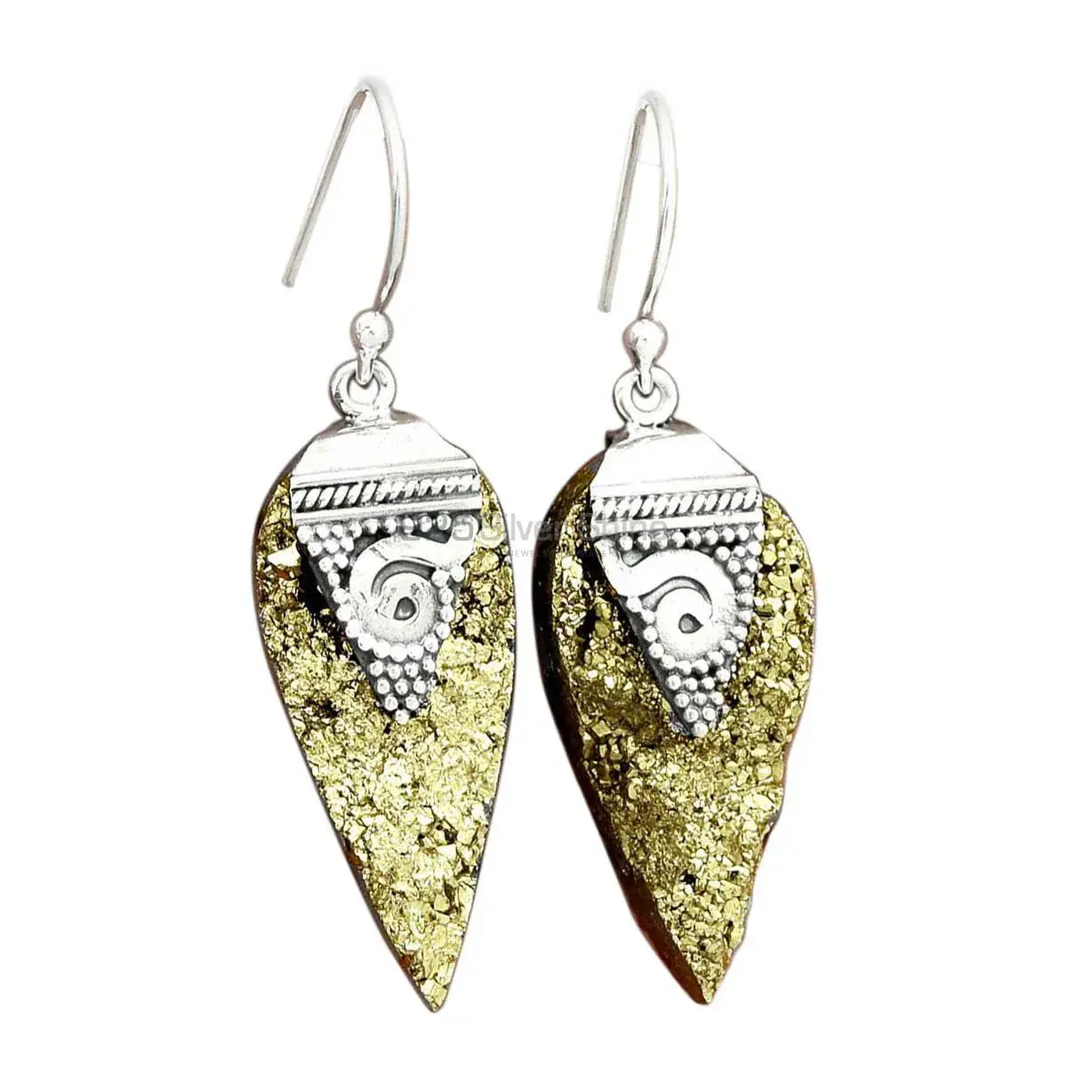 925 Sterling Silver Earrings In Genuine Druzy Gemstone 925SE2520_0