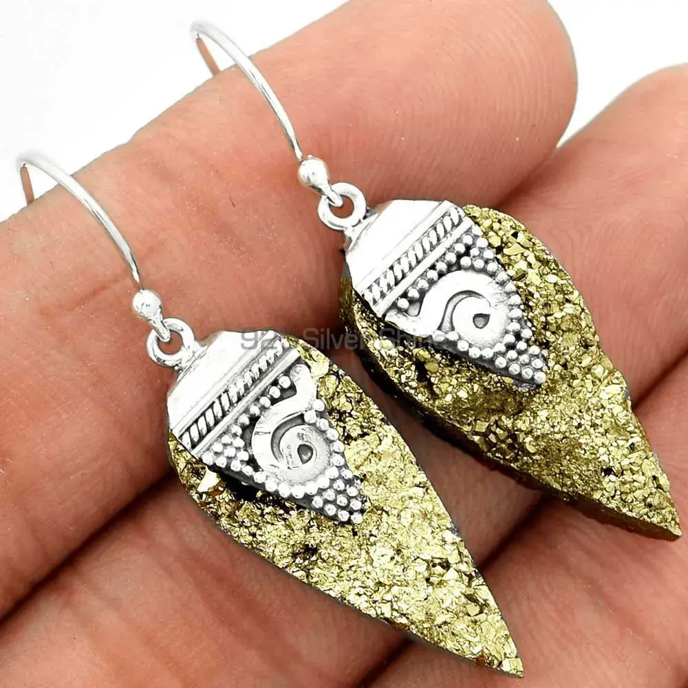 925 Sterling Silver Earrings In Genuine Druzy Gemstone 925SE2520_2