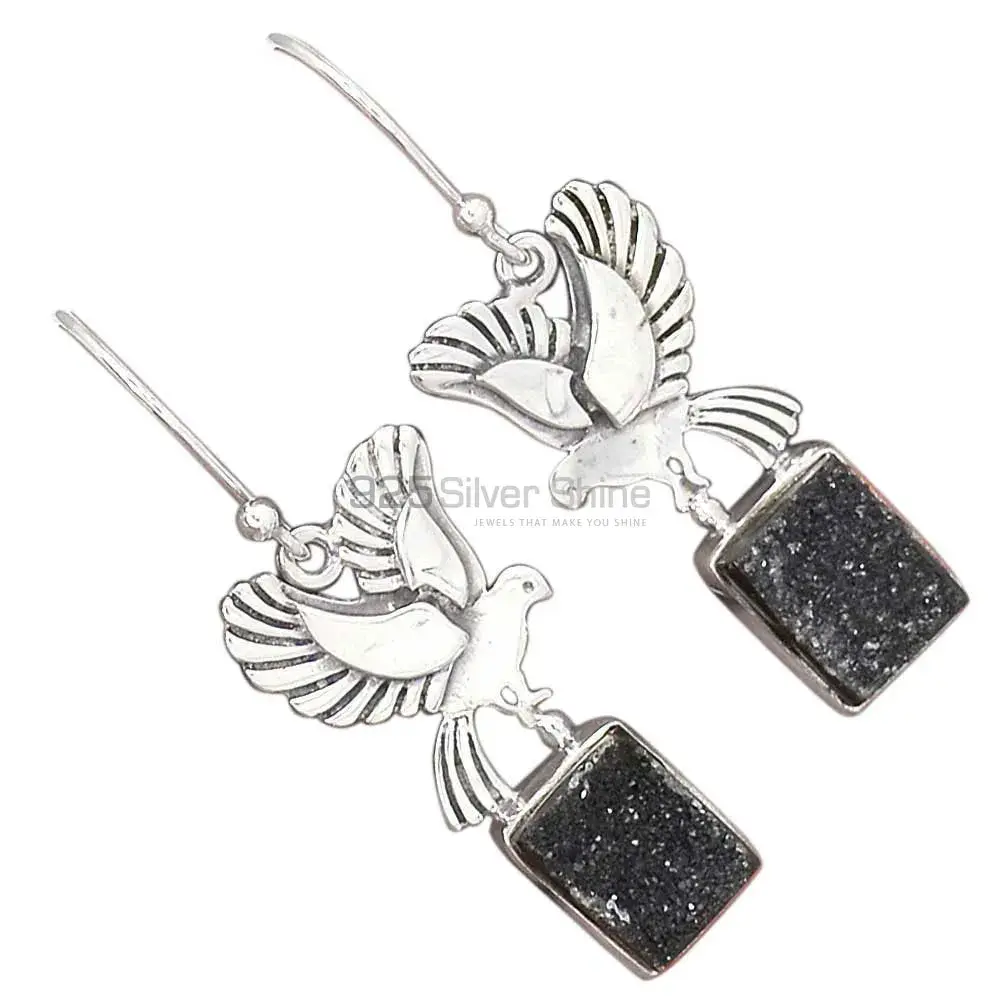 925 Sterling Silver Earrings In Genuine Druzy Gemstone 925SE2673_1