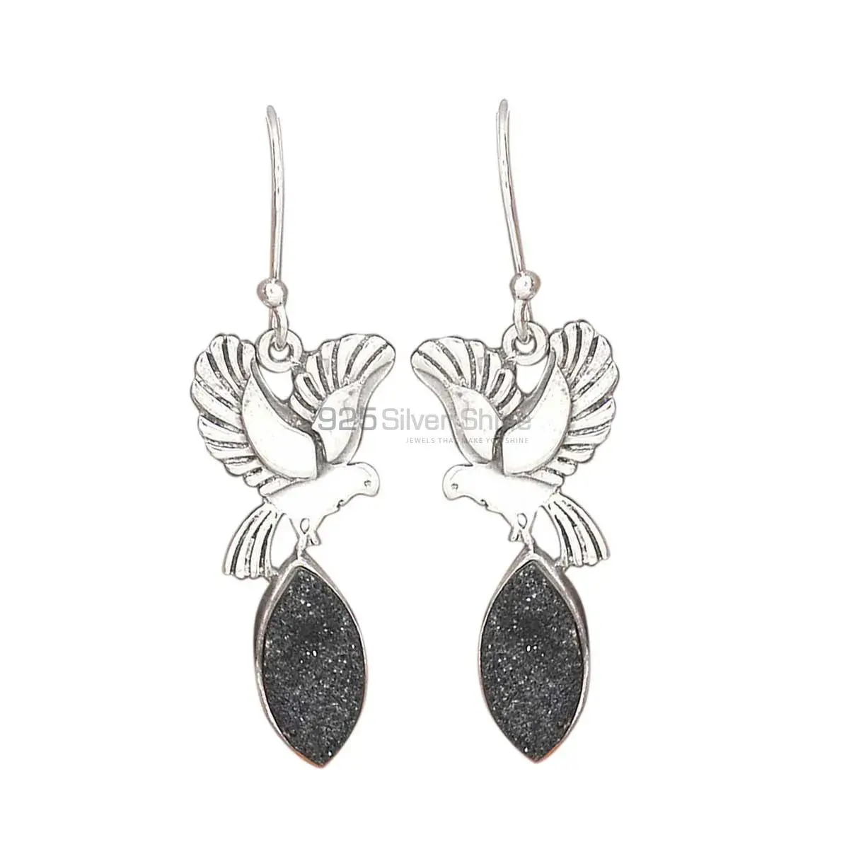 925 Sterling Silver Earrings In Genuine Druzy Gemstone 925SE2673_5