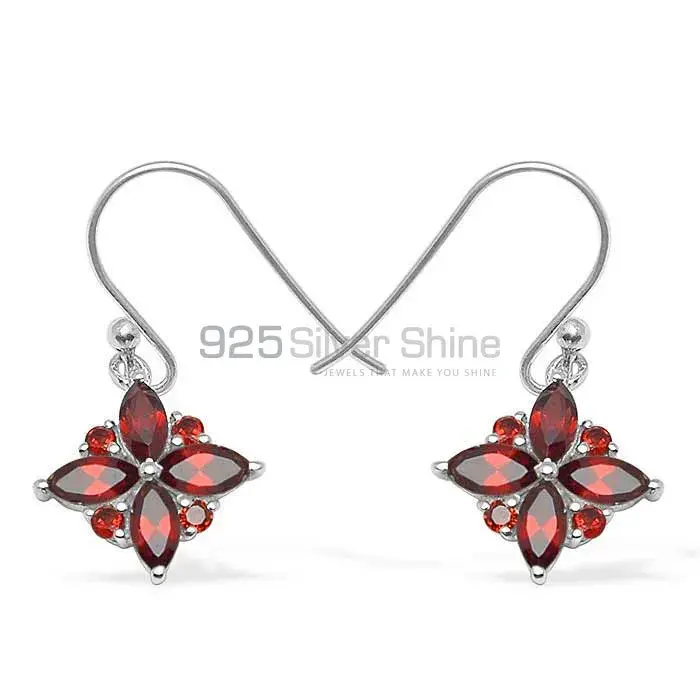 925 Sterling Silver Earrings In Genuine Garnet Gemstone 925SE1042_0