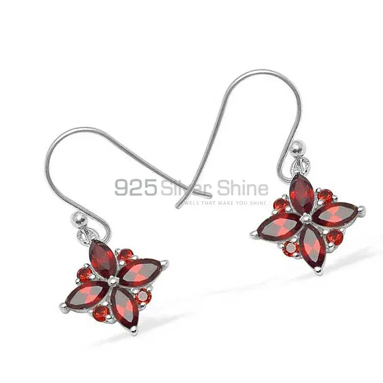 925 Sterling Silver Earrings In Genuine Garnet Gemstone 925SE1042_1