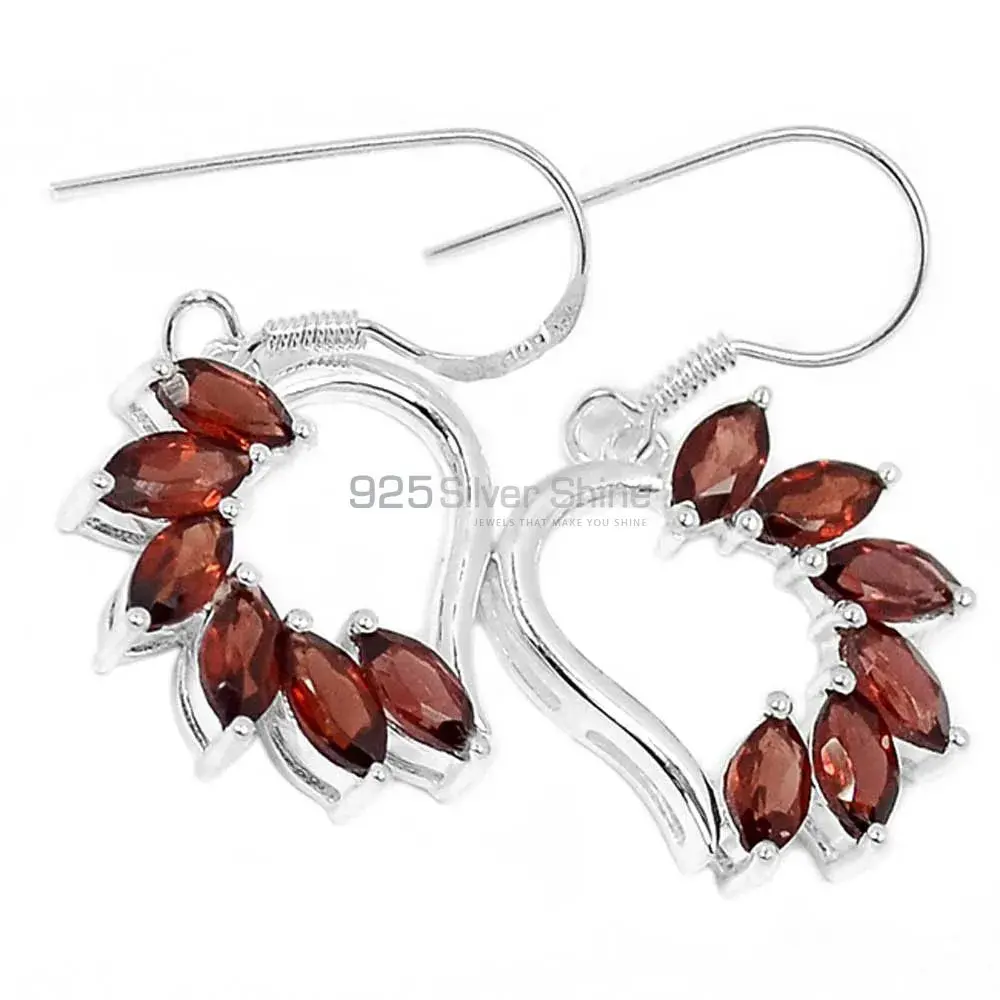 925 Sterling Silver Earrings In Genuine Garnet Gemstone 925SE410_0