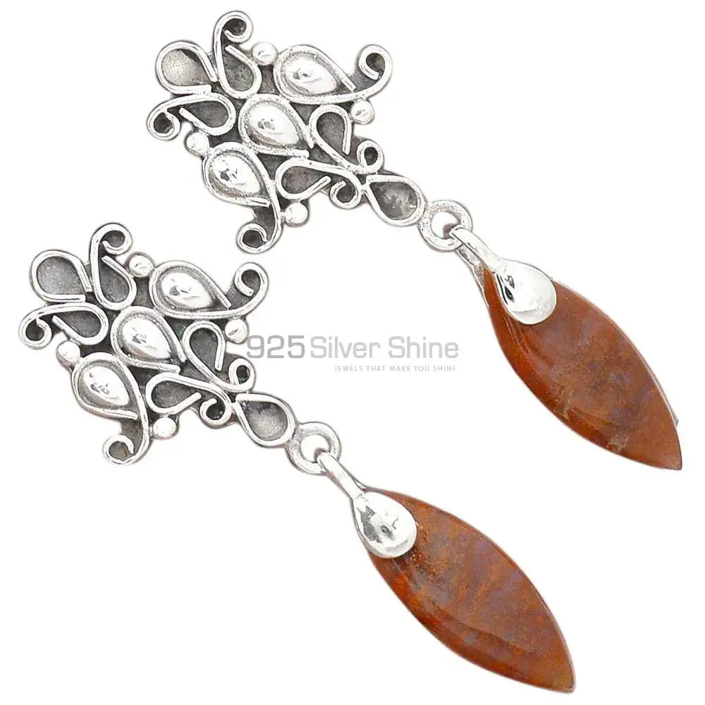 925 Sterling Silver Earrings Manufacturer In Genuine Jasper Gemstone 925SE2046_0