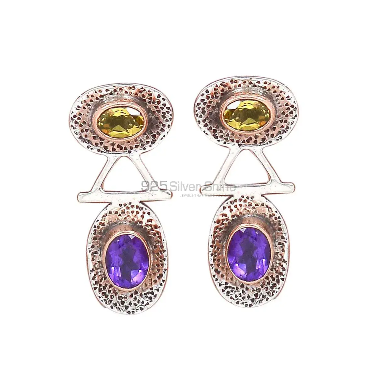 925 Sterling Silver Earrings In Genuine Multi Gemstone 925SE2125_0