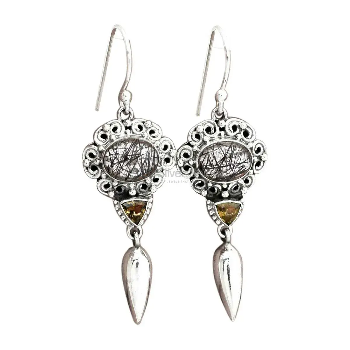 925 Sterling Silver Earrings In Genuine Multi Gemstone 925SE2441_0