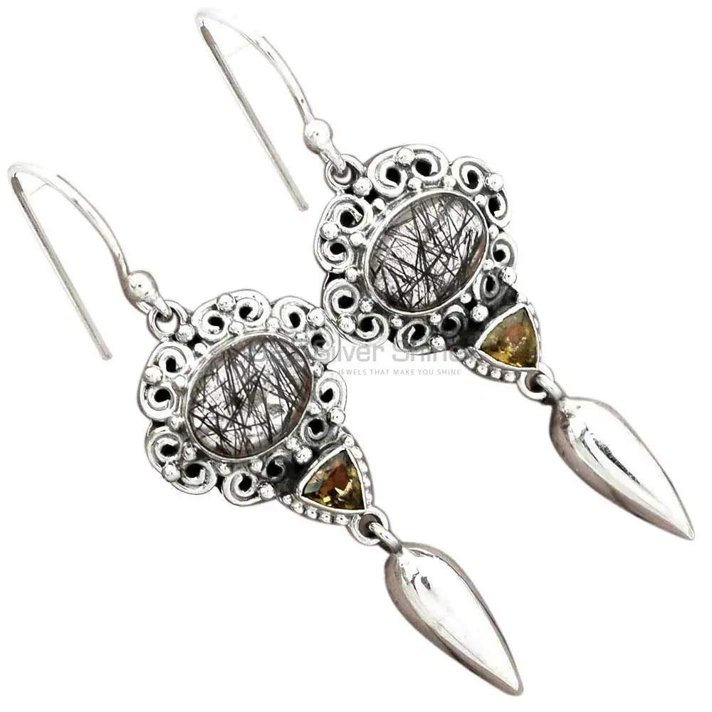 925 Sterling Silver Earrings In Genuine Multi Gemstone 925SE2441_2