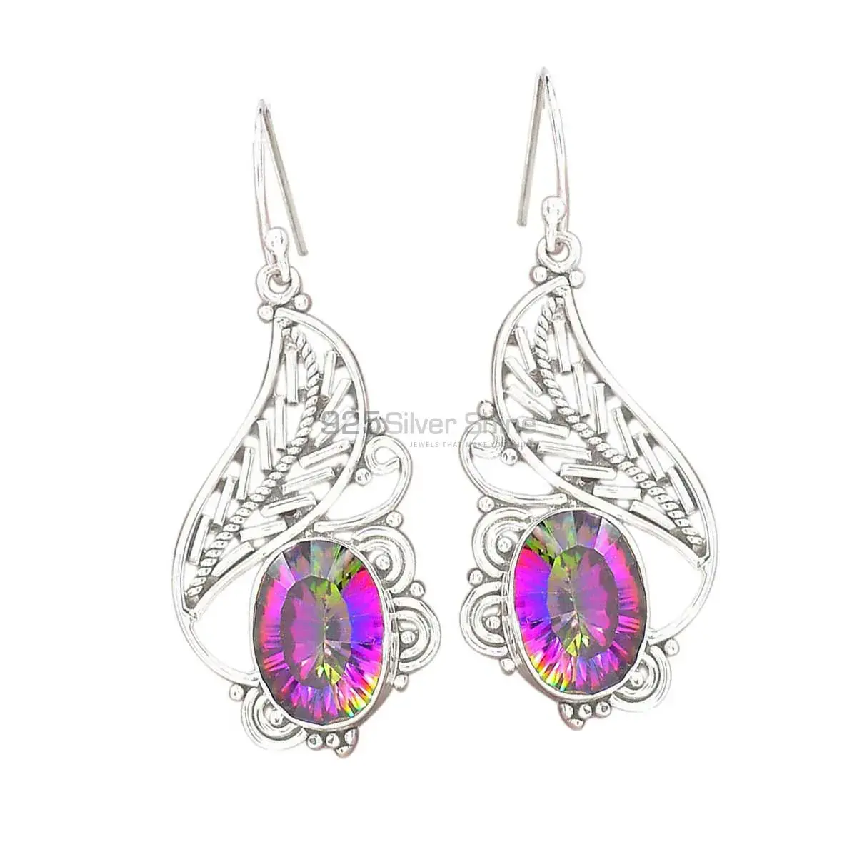 925 Sterling Silver Earrings In Genuine Mystic Topaz Gemstone 925SE2838_0