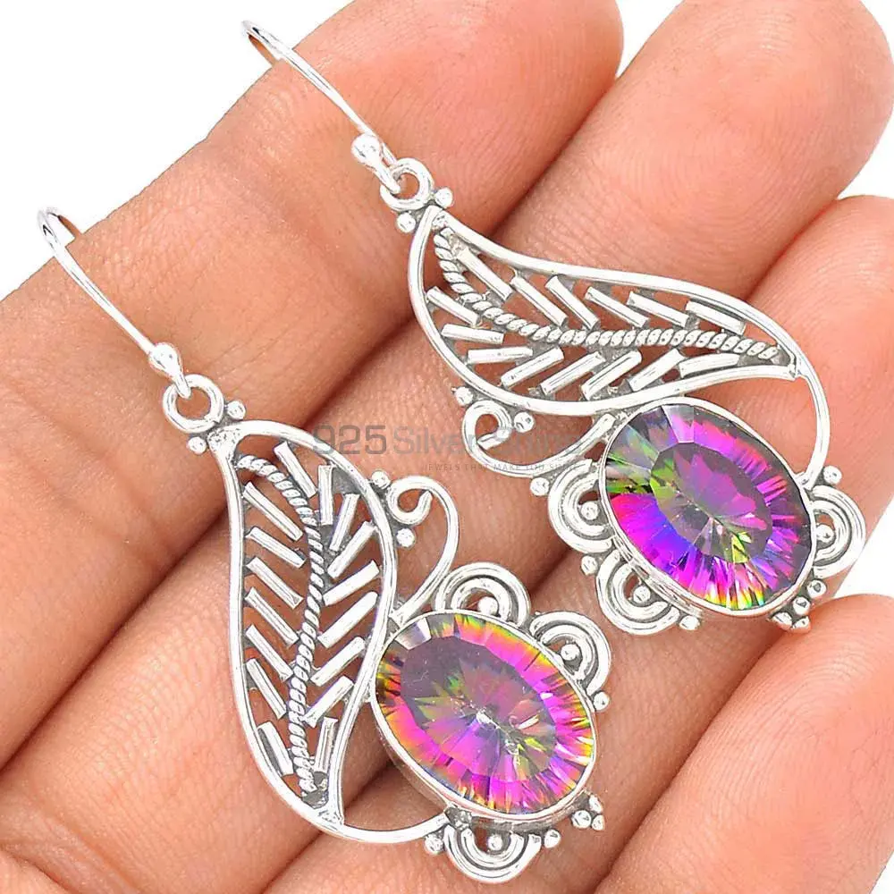 925 Sterling Silver Earrings In Genuine Mystic Topaz Gemstone 925SE2838_1