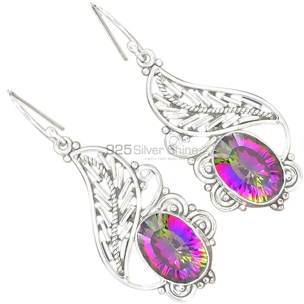 925 Sterling Silver Earrings In Genuine Mystic Topaz Gemstone 925SE2838_2