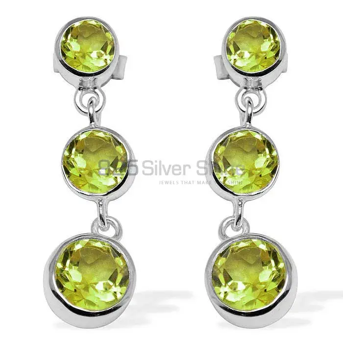 925 Sterling Silver Earrings In Genuine Peridot Gemstone 925SE1121_0