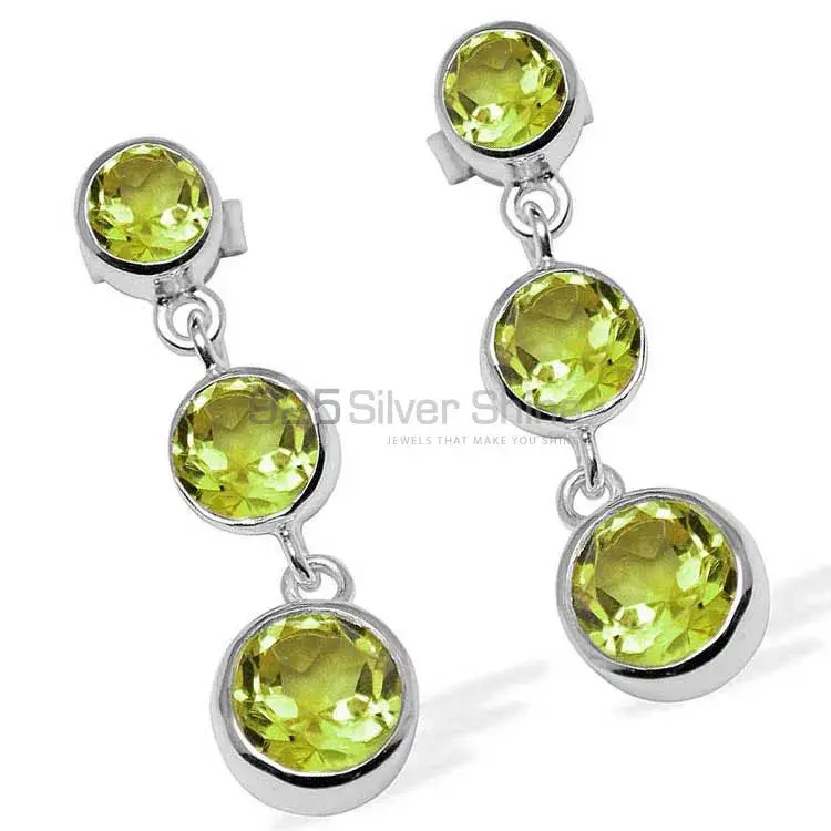 925 Sterling Silver Earrings In Genuine Peridot Gemstone 925SE1121_1