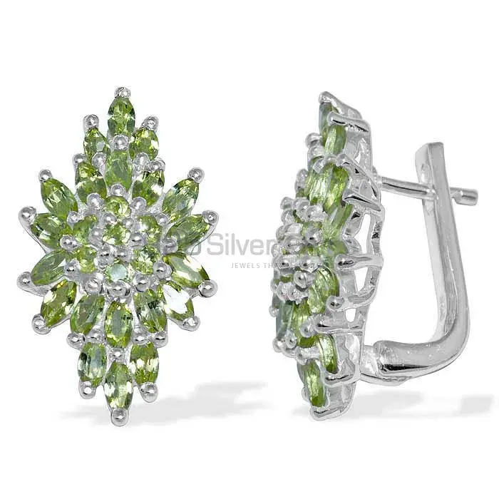 925 Sterling Silver Earrings In Genuine Peridot Gemstone 925SE884_0