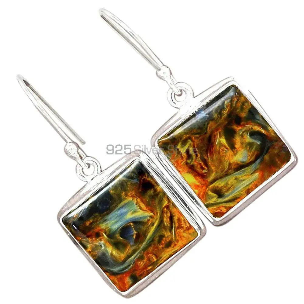 925 Sterling Silver Earrings In Genuine Pietersite Gemstone 925SE2362_5