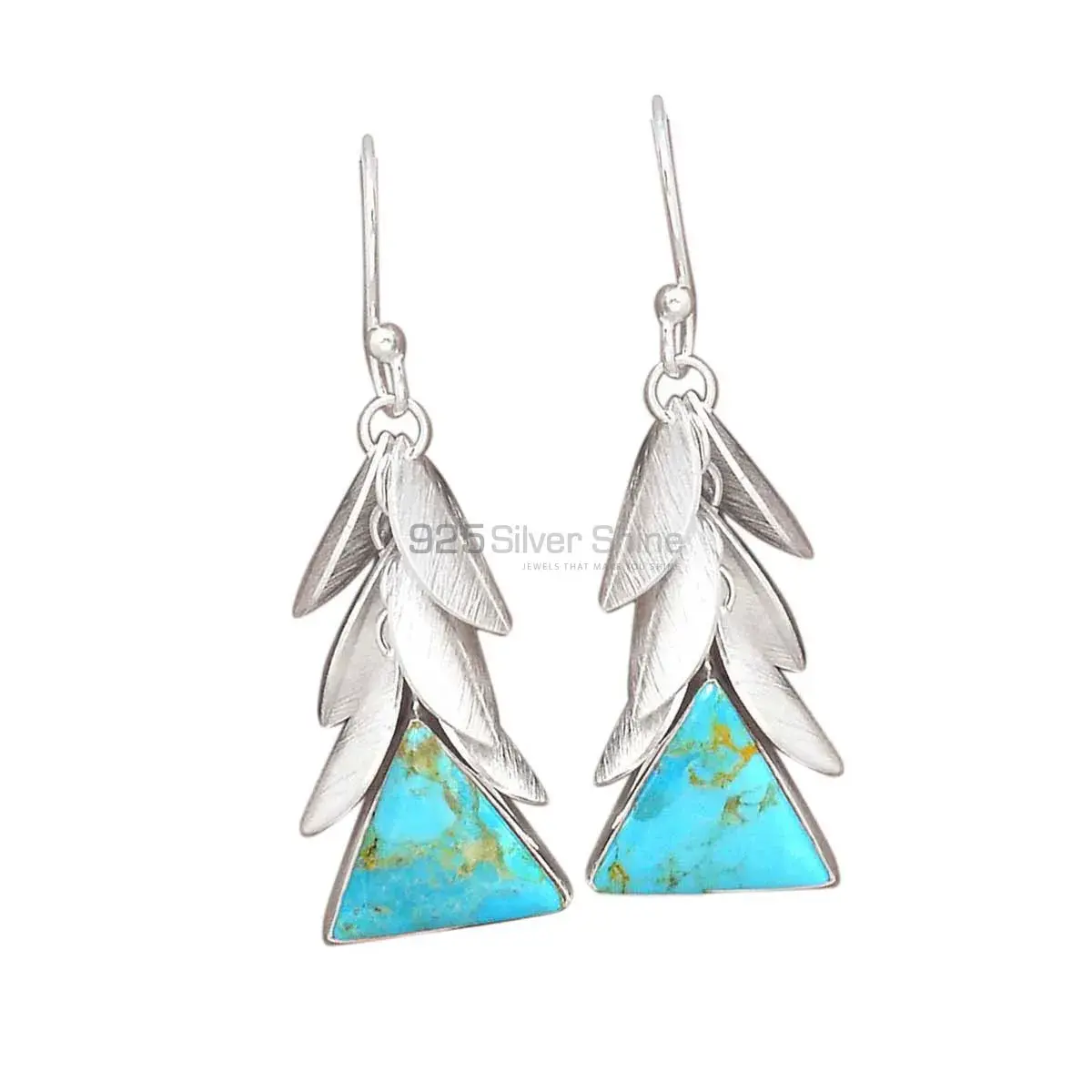 925 Sterling Silver Earrings In Genuine Turquoise Gemstone 925SE2996_0