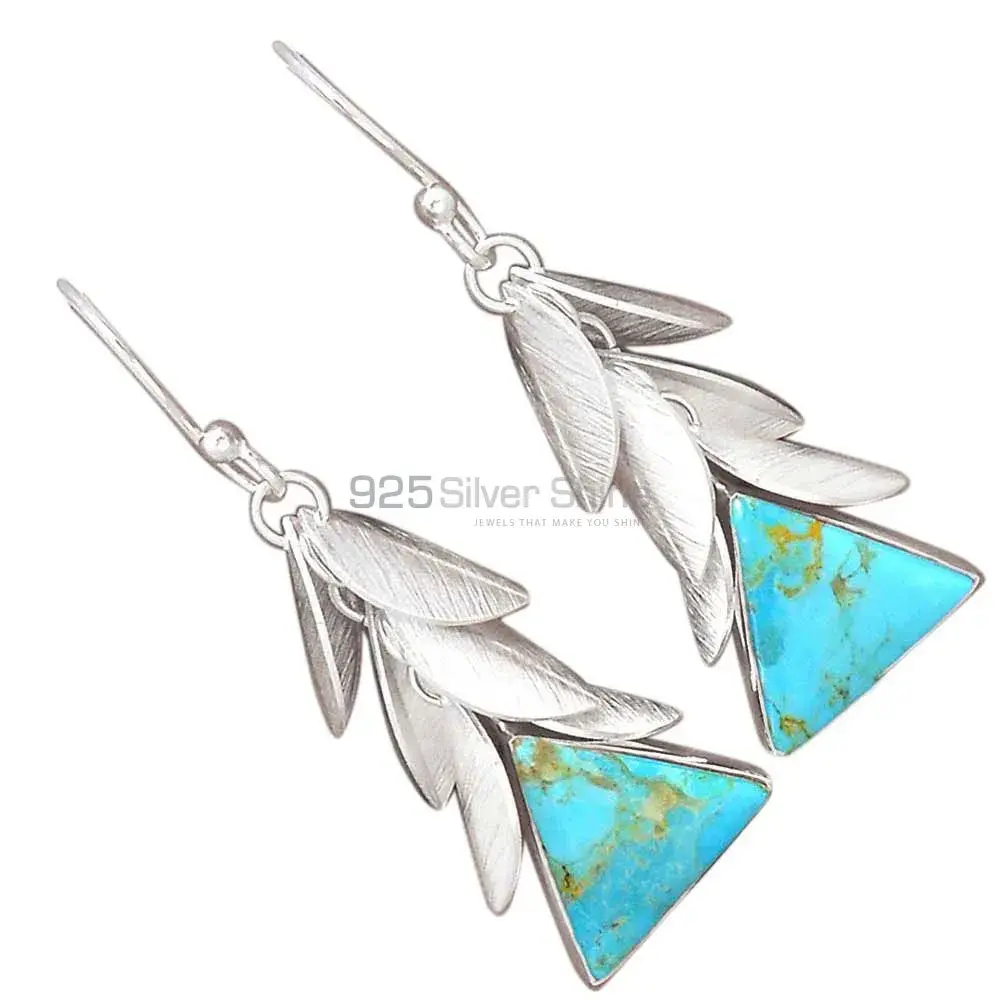 925 Sterling Silver Earrings In Genuine Turquoise Gemstone 925SE2996_1
