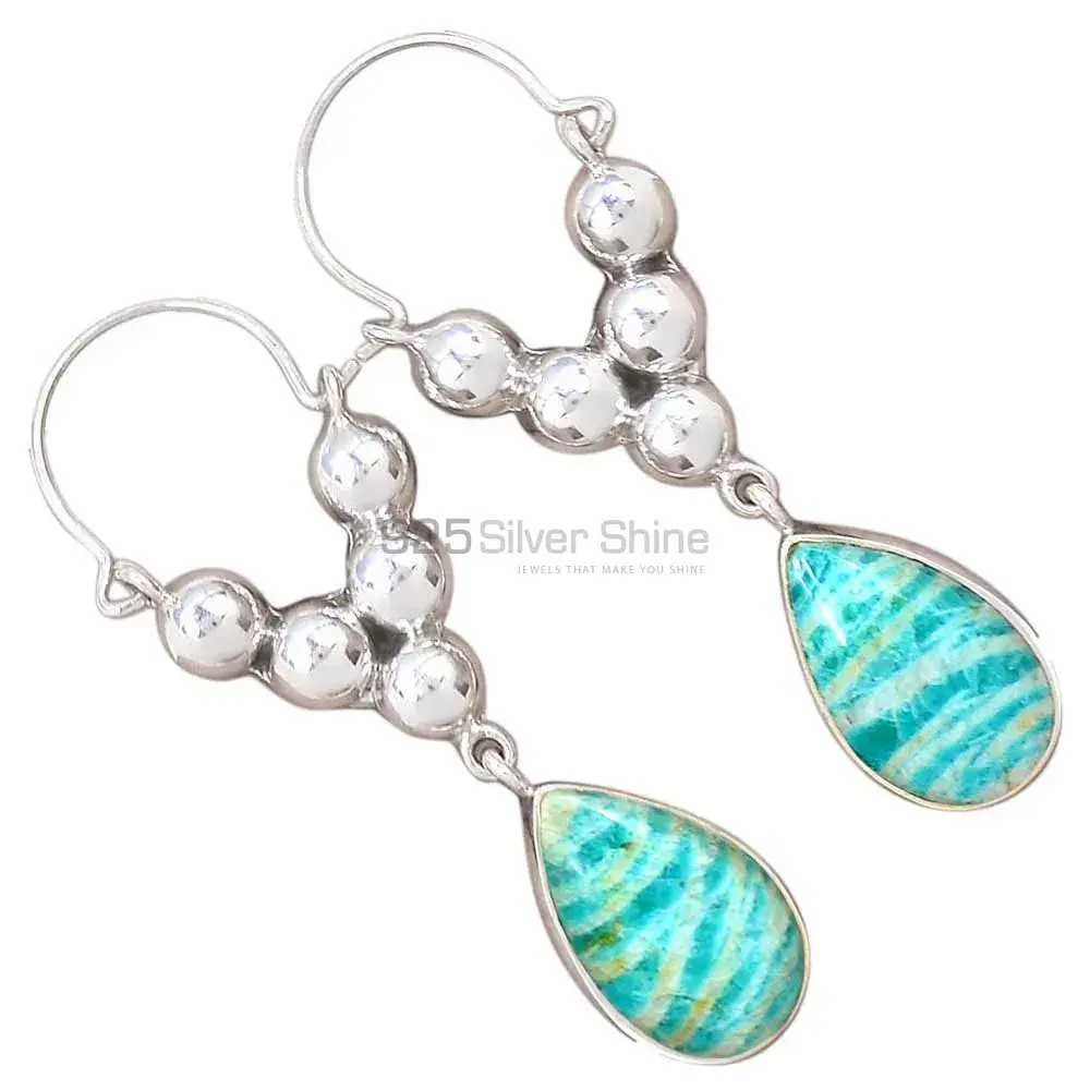 925 Sterling Silver Earrings In Natural Amazonite Gemstone 925SE3073_2