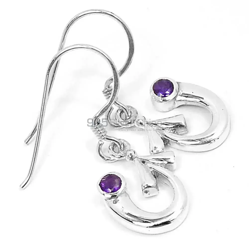 925 Sterling Silver Earrings In Natural Amethyst Gemstone 925SE645_0