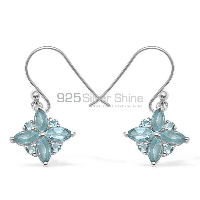925 Sterling Silver Earrings In Natural Blue Topaz Gemstone 925SE1040