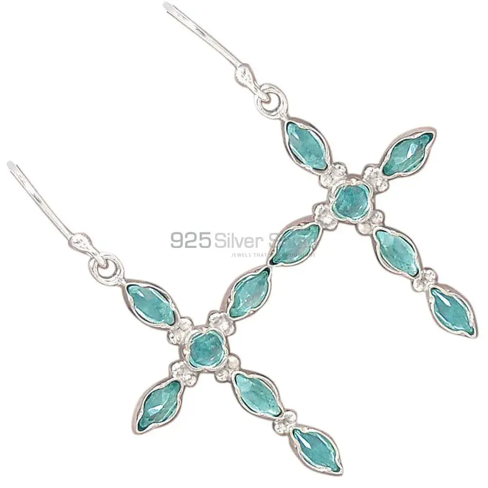 925 Sterling Silver Earrings Manufacturer In Natural Blue Topaz Gemstone 925SE2836_1