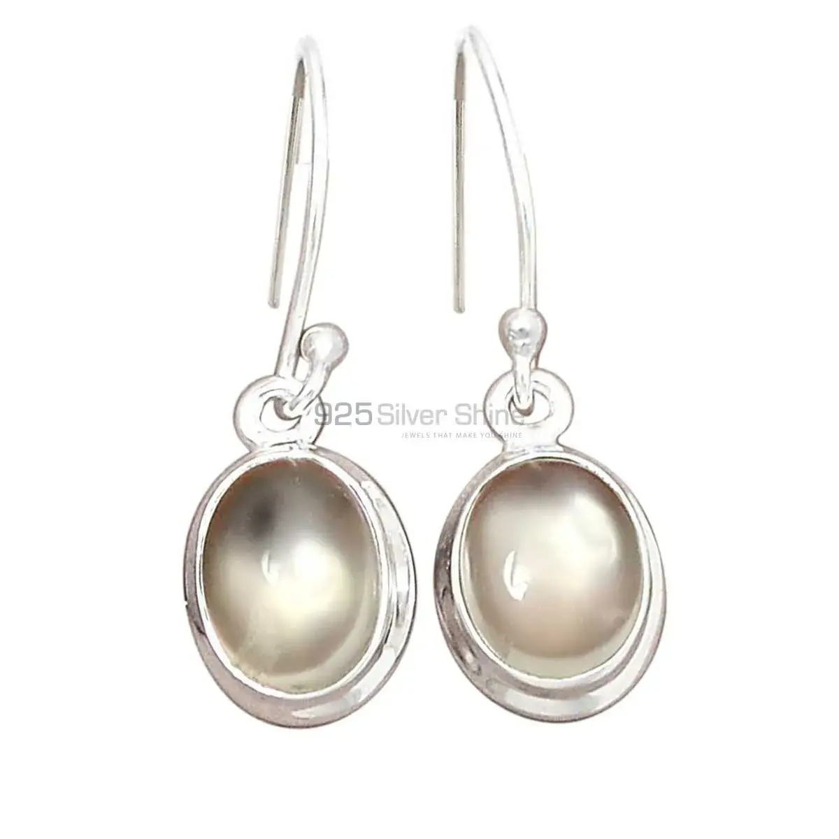 925 Sterling Silver Earrings In Natural Cat 'Eye Gemstone 925SE2360_0